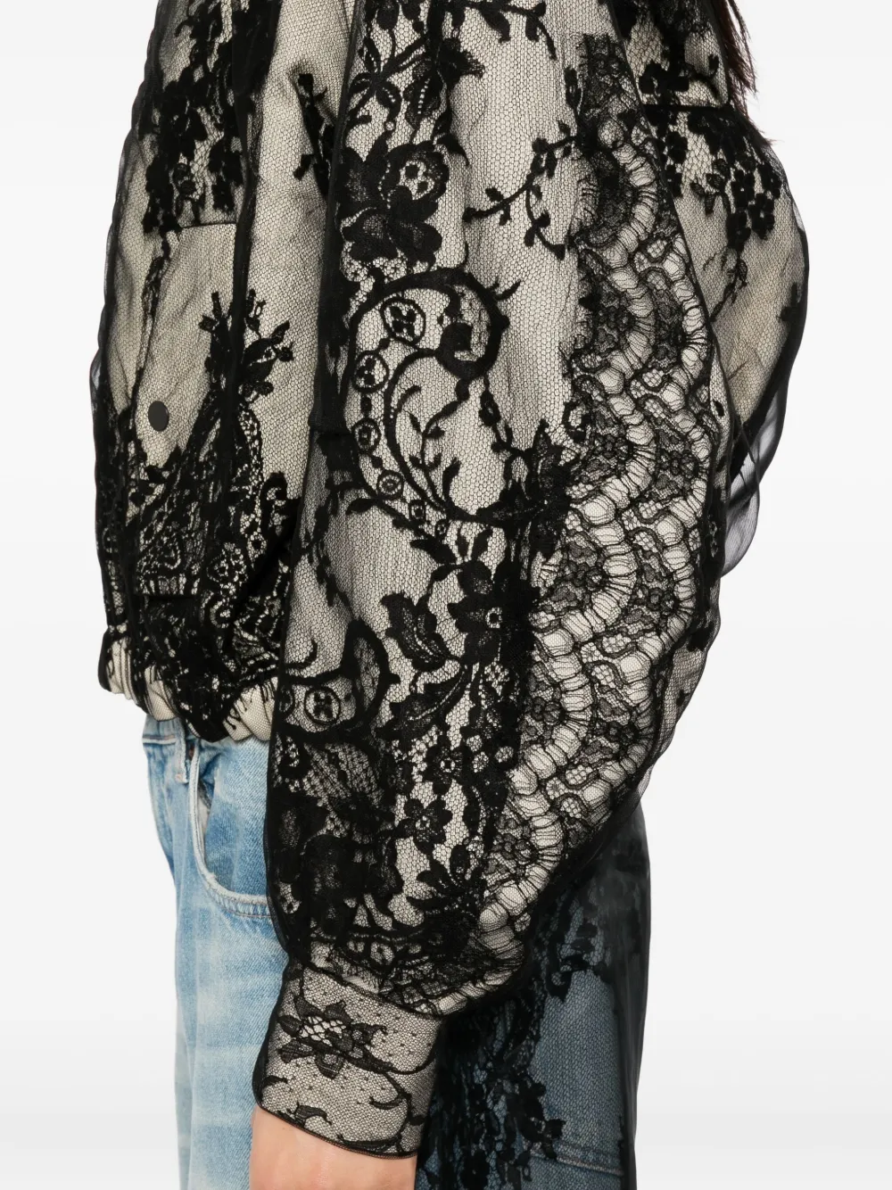 Quetsche Lace Bomber Jacket In Black