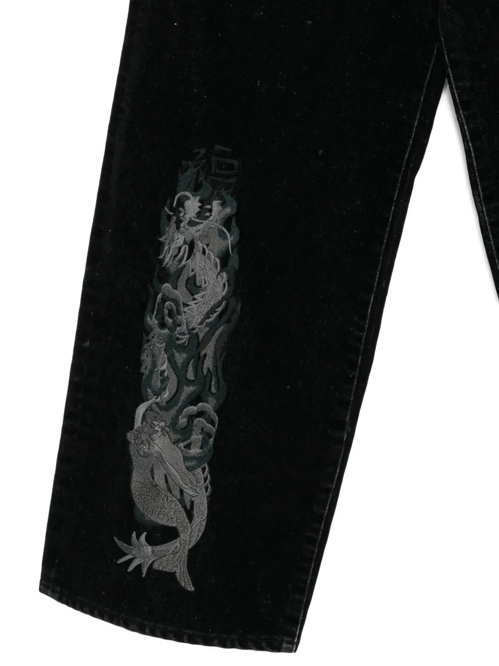 Doublet Embroidered Flocked Jeans In Black