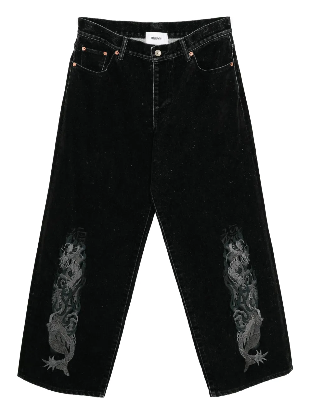 Doublet embroidered flocked jeans | Black | Image 1