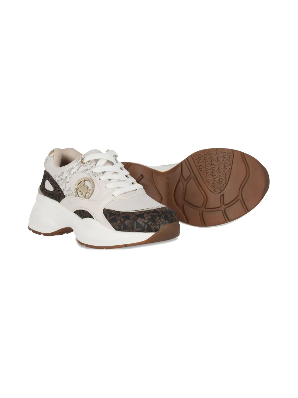 Michael Kors Kids logo-plaque sneakers Neutrals