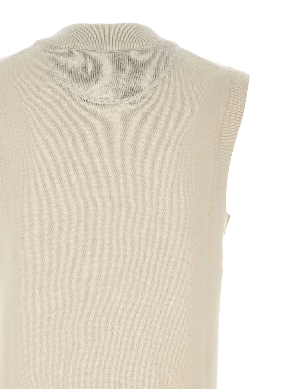 Sun 68 V-neck Logo-embroidered Vest In Neutral