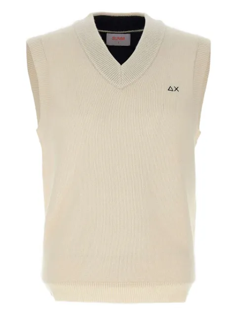 Sun68 v-neck logo-embroidered vest