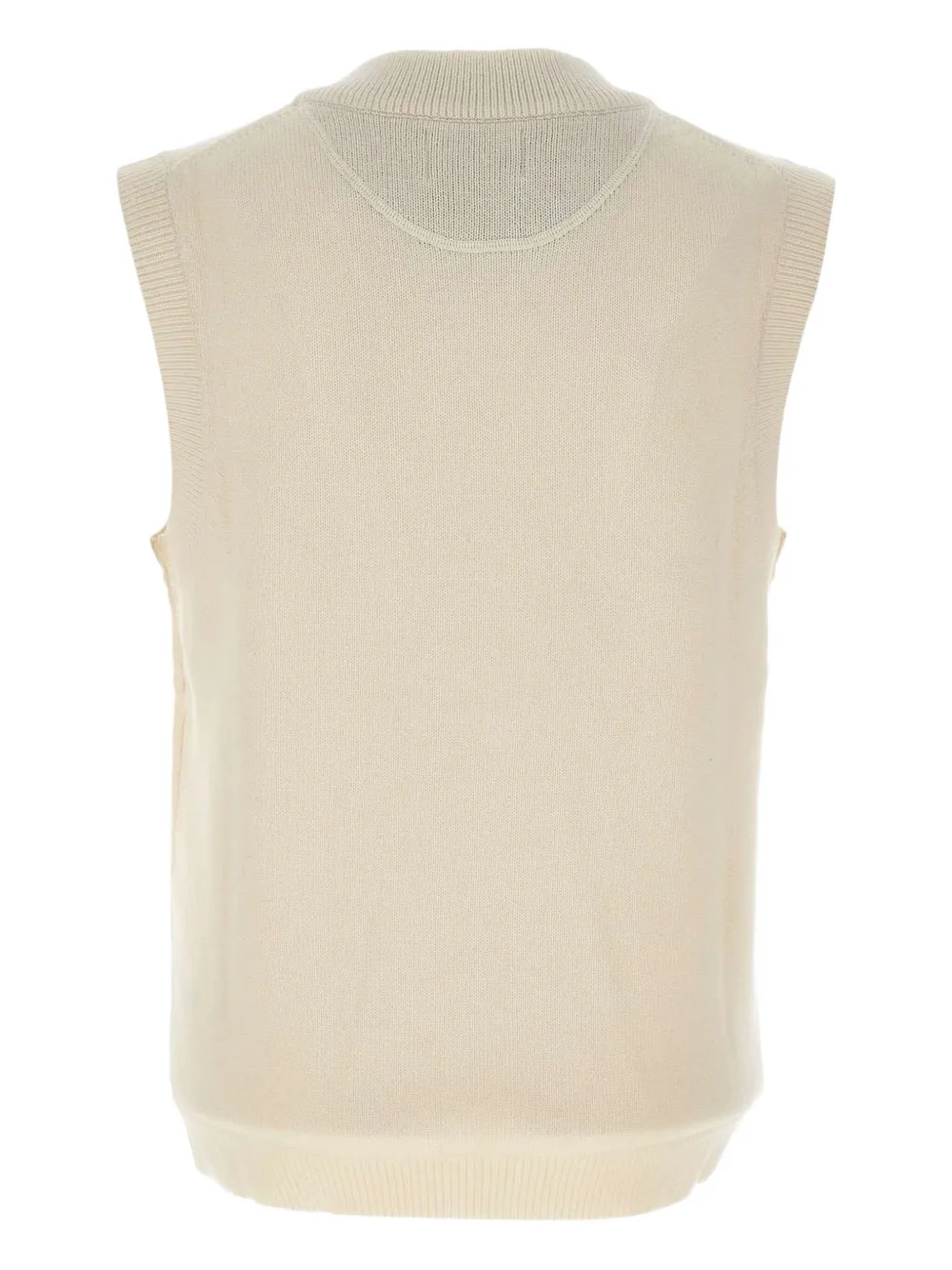 Sun68 Top met geborduurd logo en V-hals - Beige