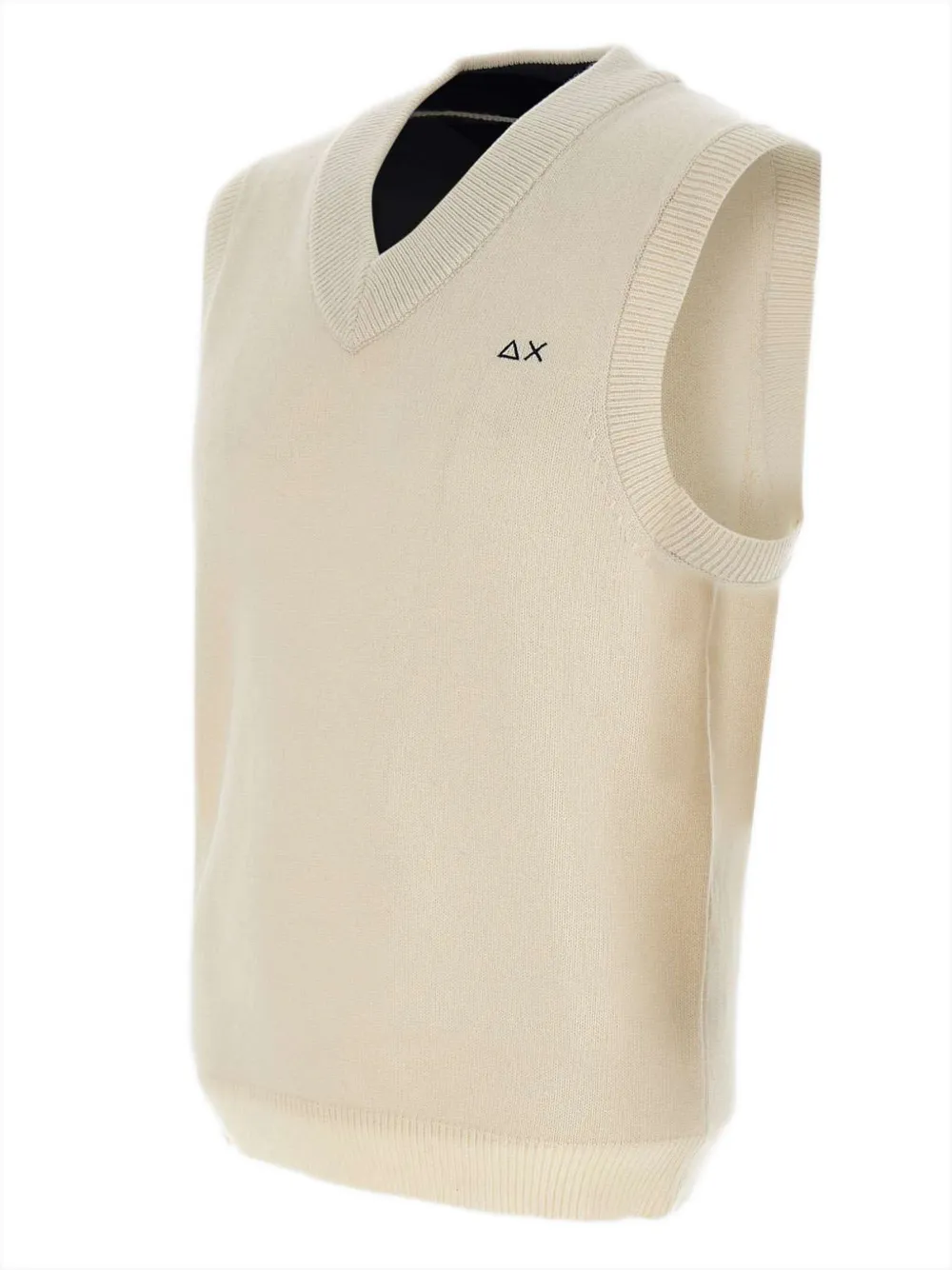 Sun 68 V-neck Logo-embroidered Vest In Neutral