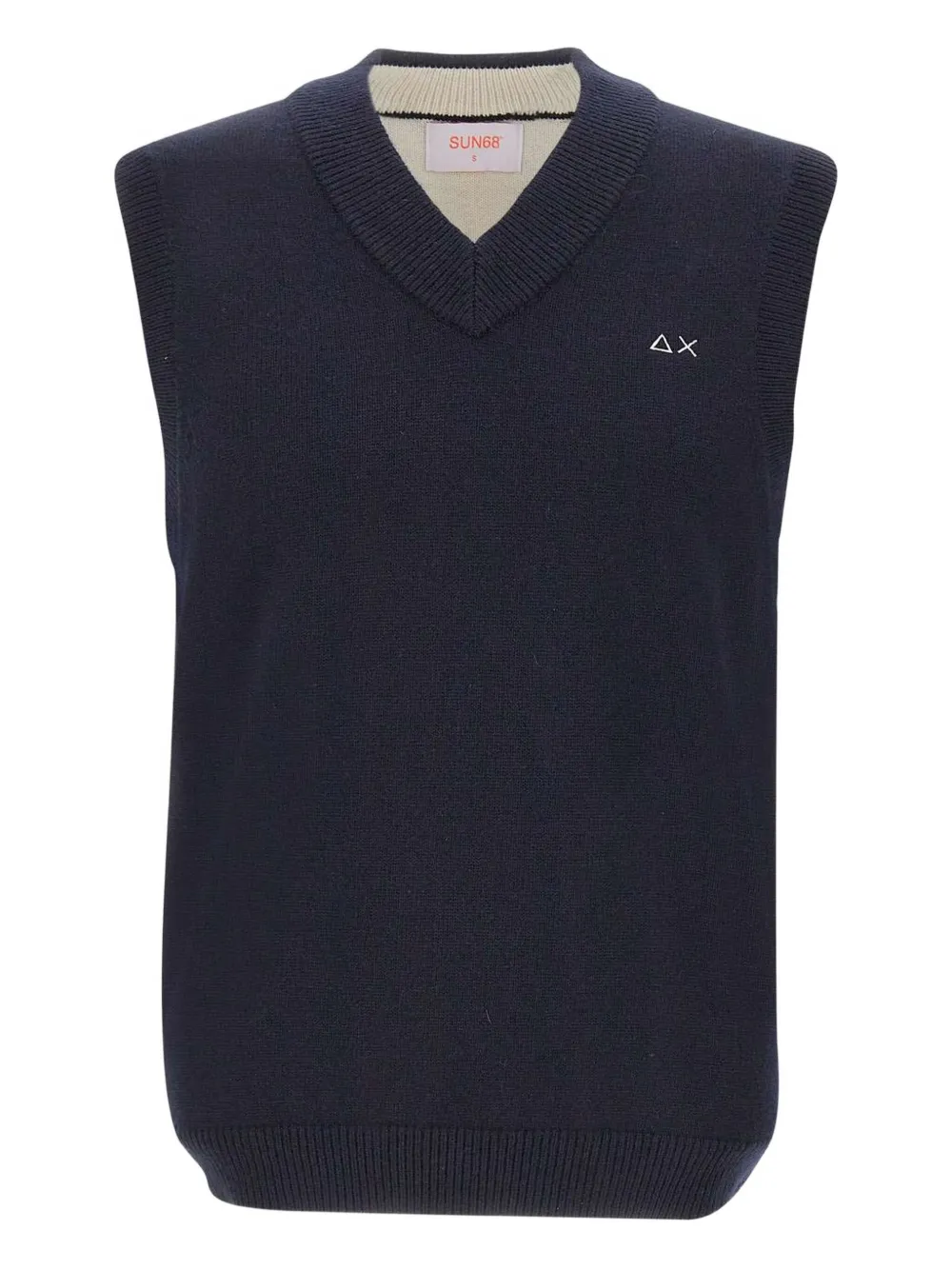 Sun68 V-neck embroidered-logo vest | Blue | Image 1