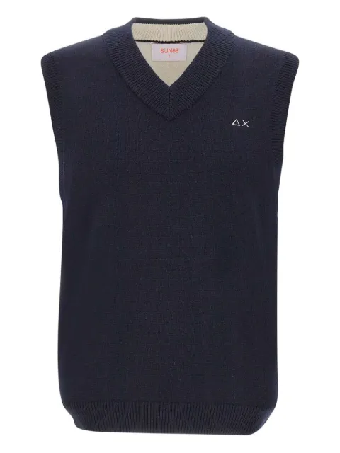 Sun68 V-neck embroidered-logo vest