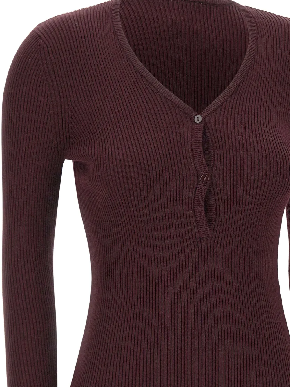 Herskind Oscar Ribbed V-neck Sweater In Brown