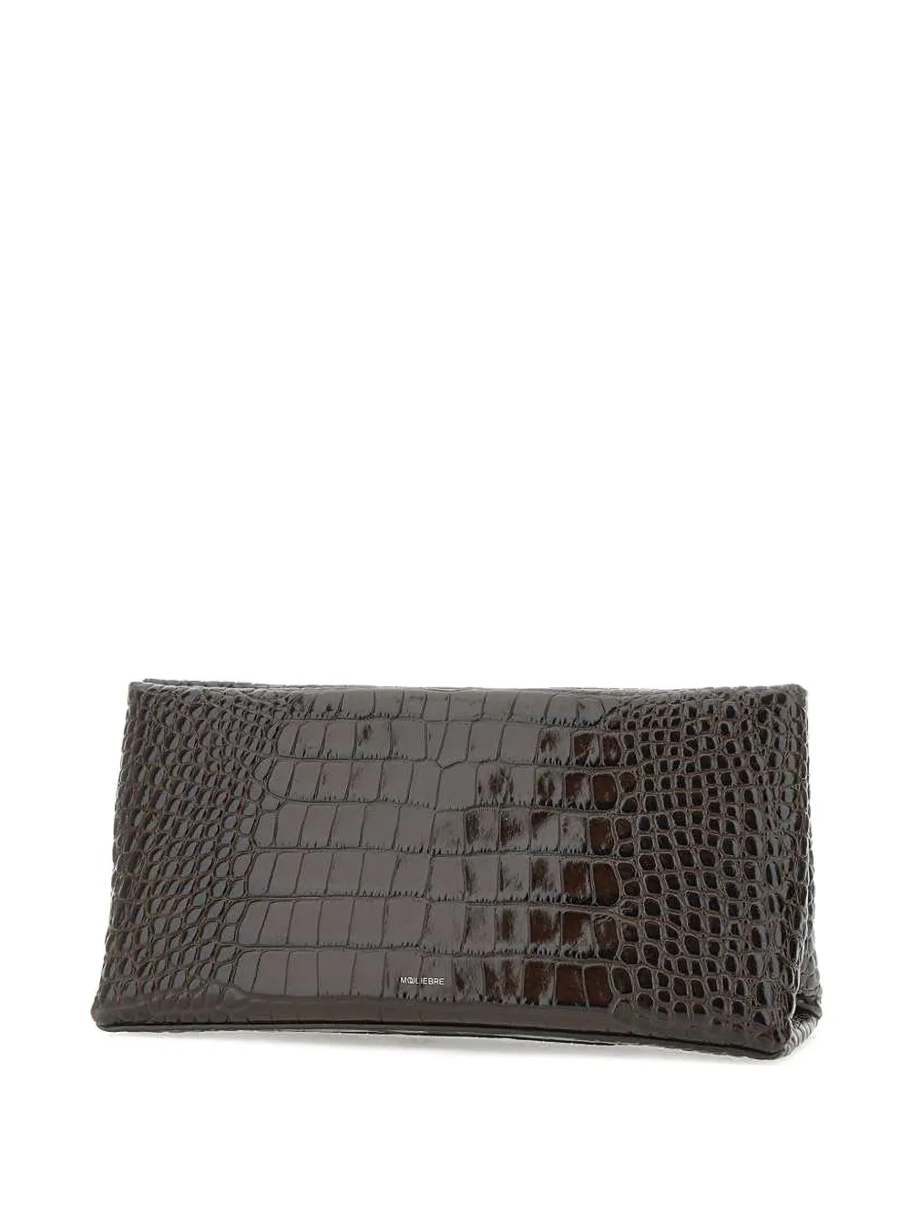 MOULIEBRE crocodile-embossed leather clutch bag - Bruin