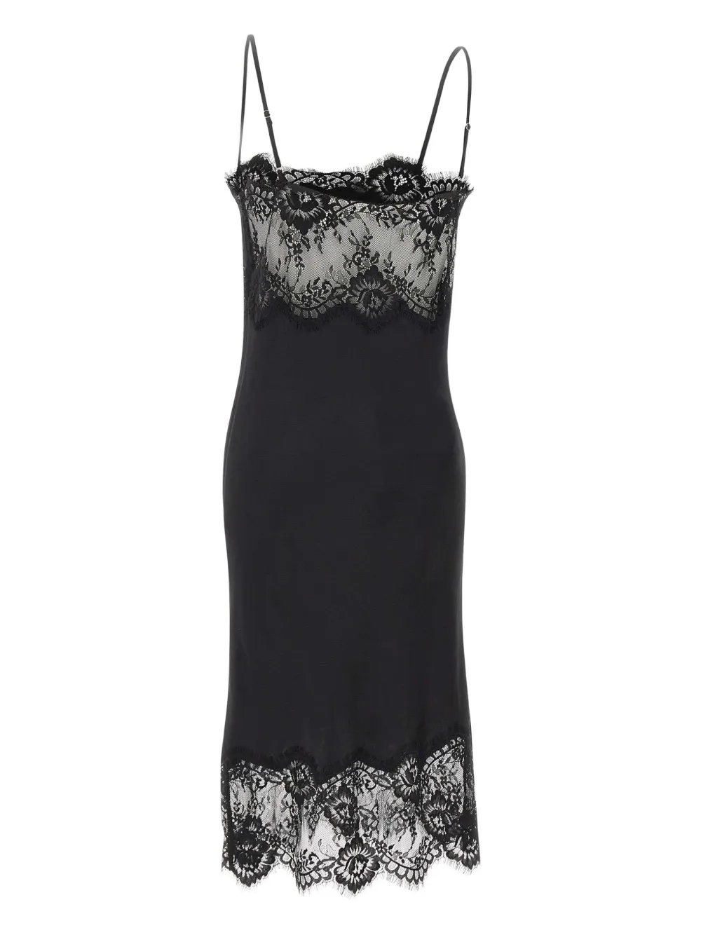 HERSKIND robe mi-longue Linus bordée de dentelle | noir | Image 1
