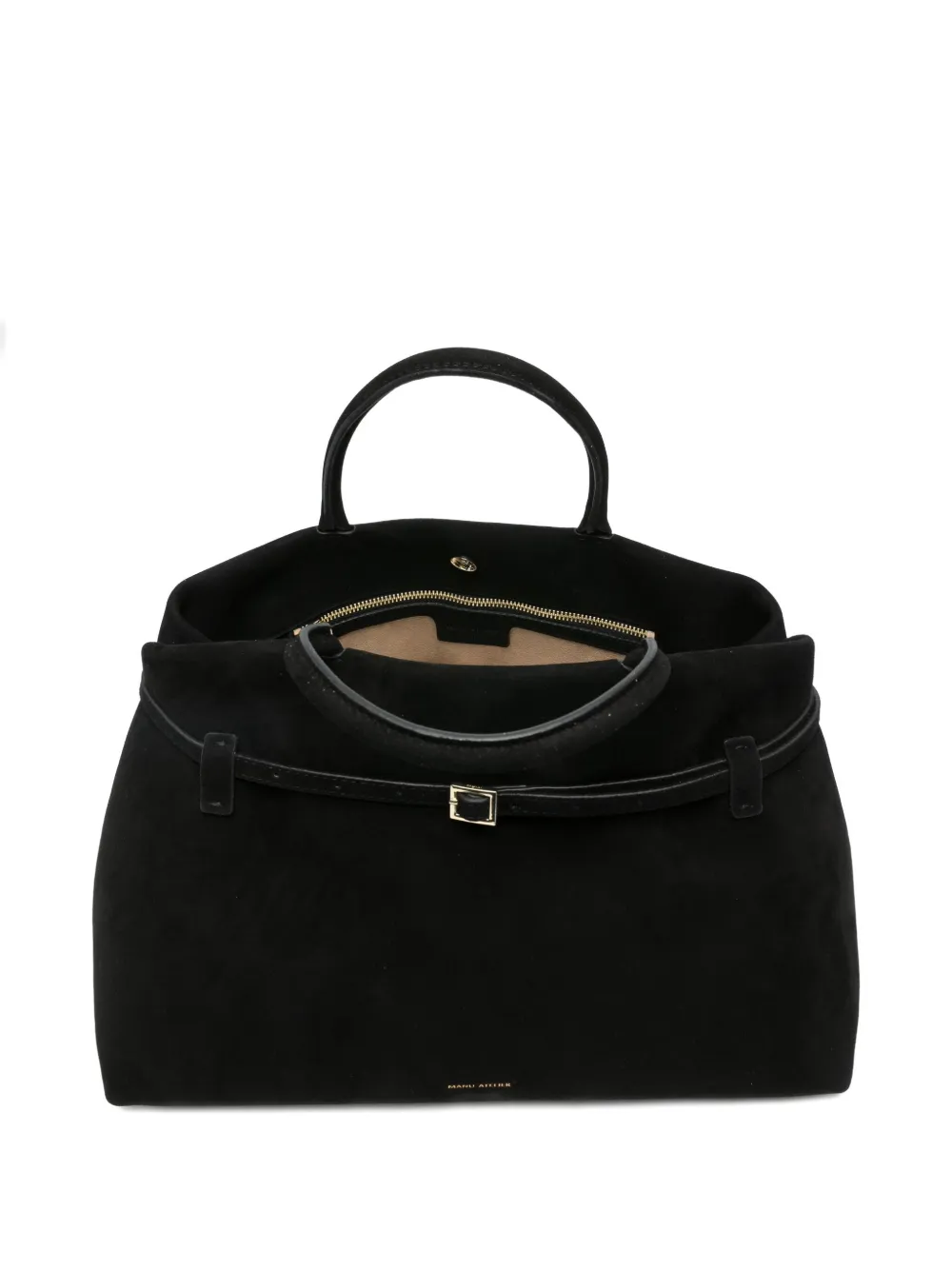 Manu Atelier Le Cambon 35 Suede Tote Bag In Black