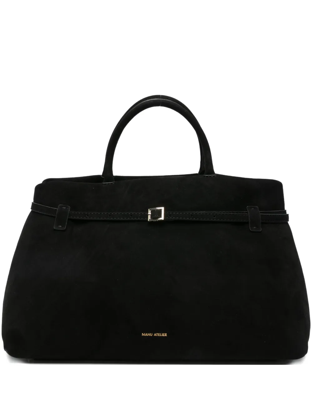 Manu Atelier Le Cambon 35 Suede Tote Bag In Black
