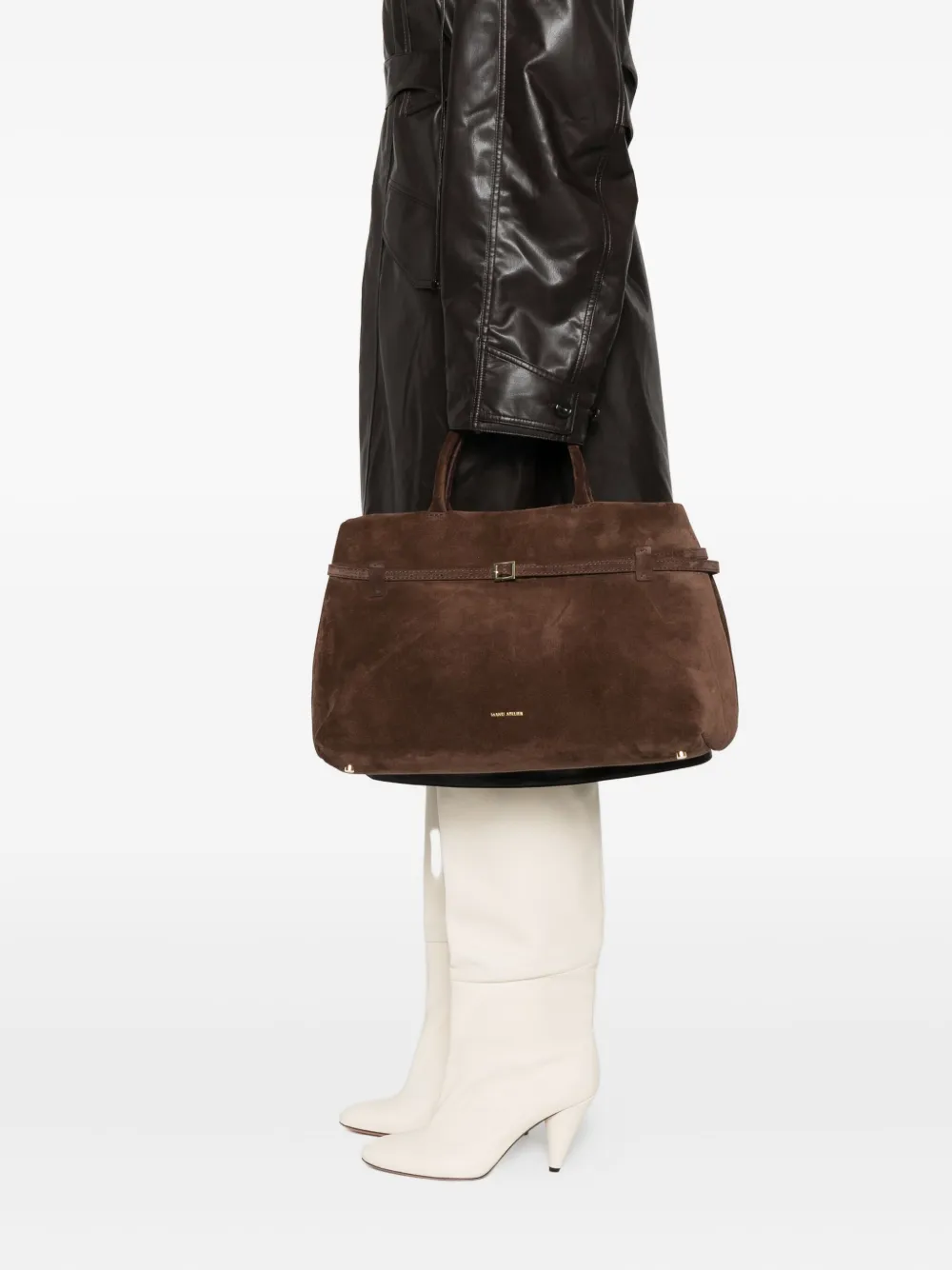 Manu Atelier Le Cambon Suede Handbag In Brown
