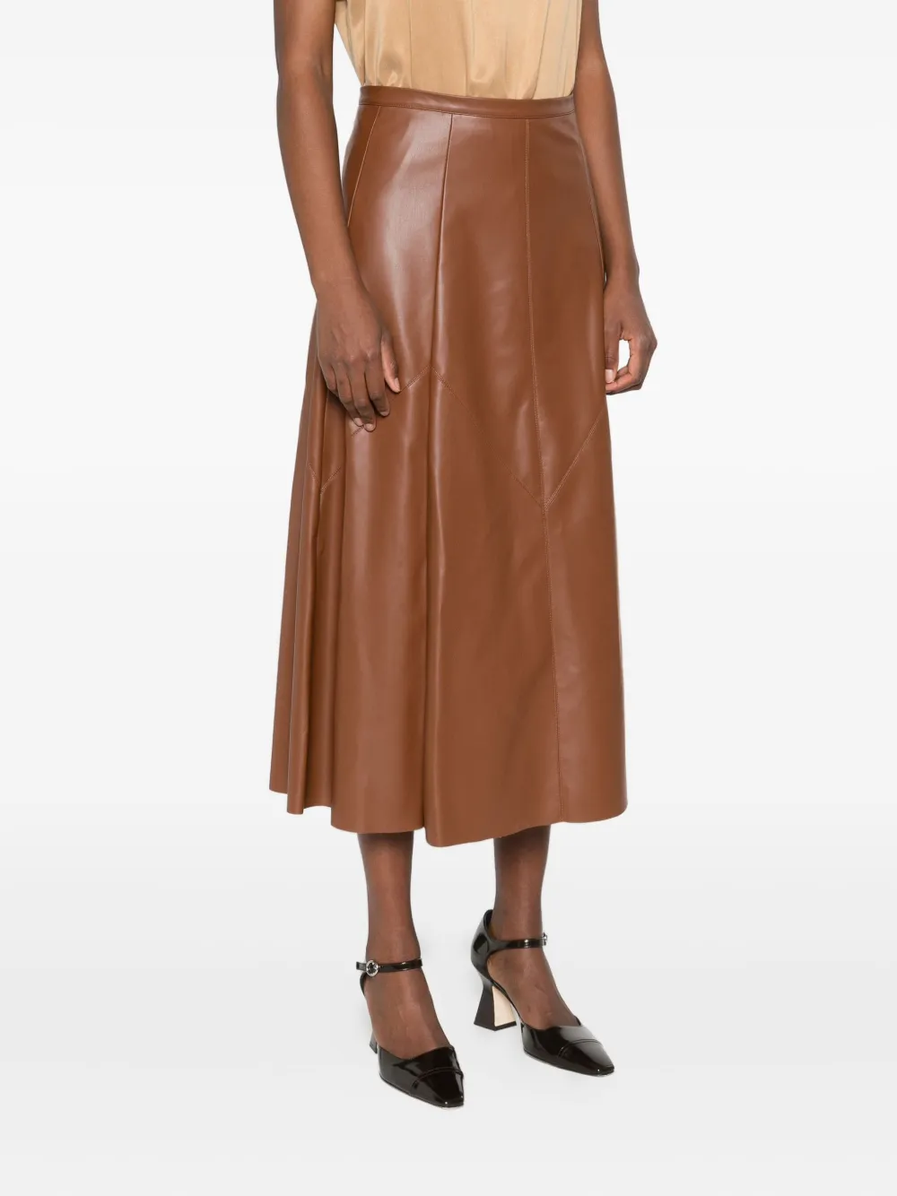 Dixie Panelled Midi Skirt In Brown