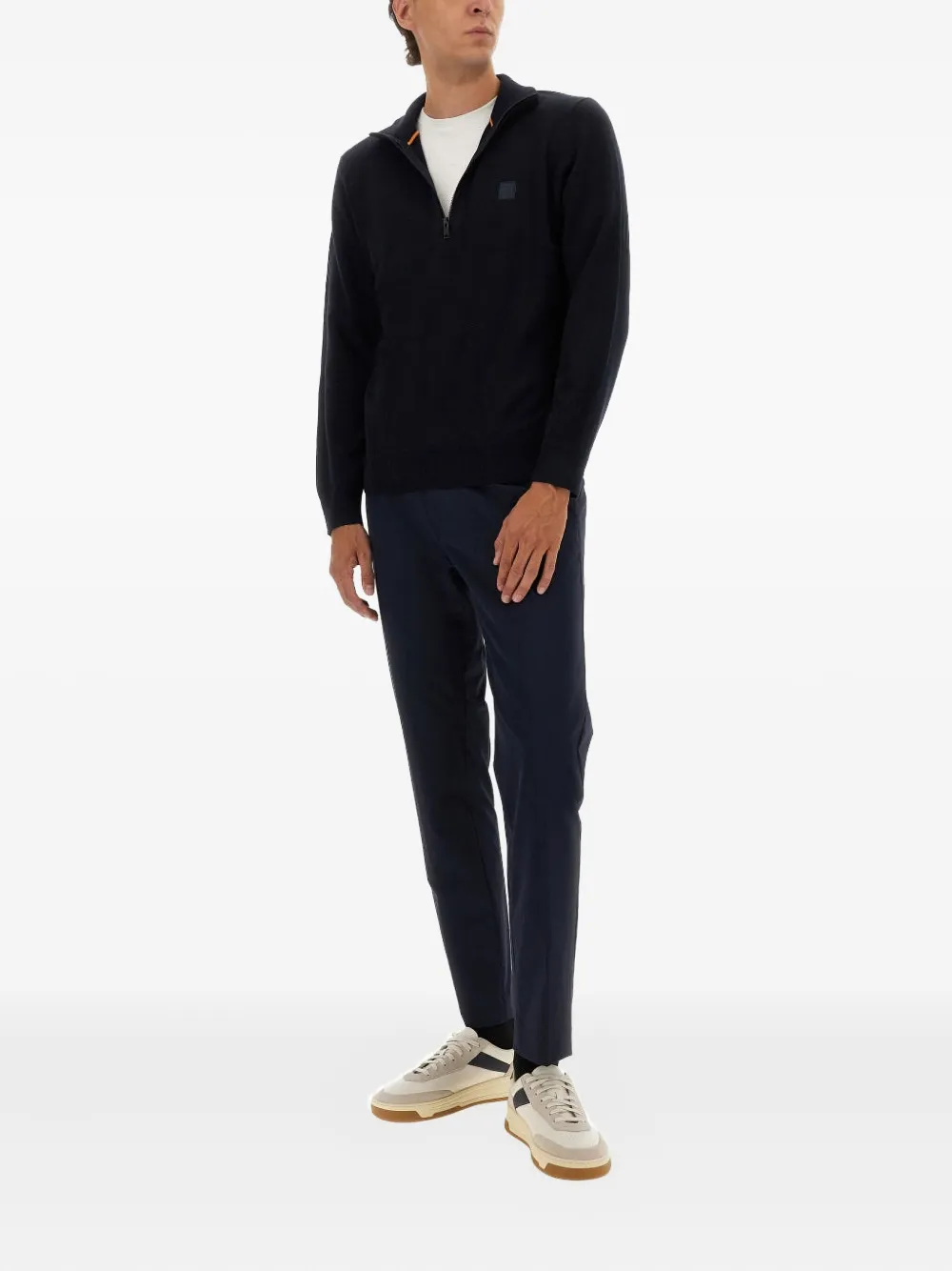 BOSS zip-up logo sweatshirt - Blauw