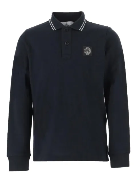 Stone Island Junior long-sleeve logo-patch polo shirt