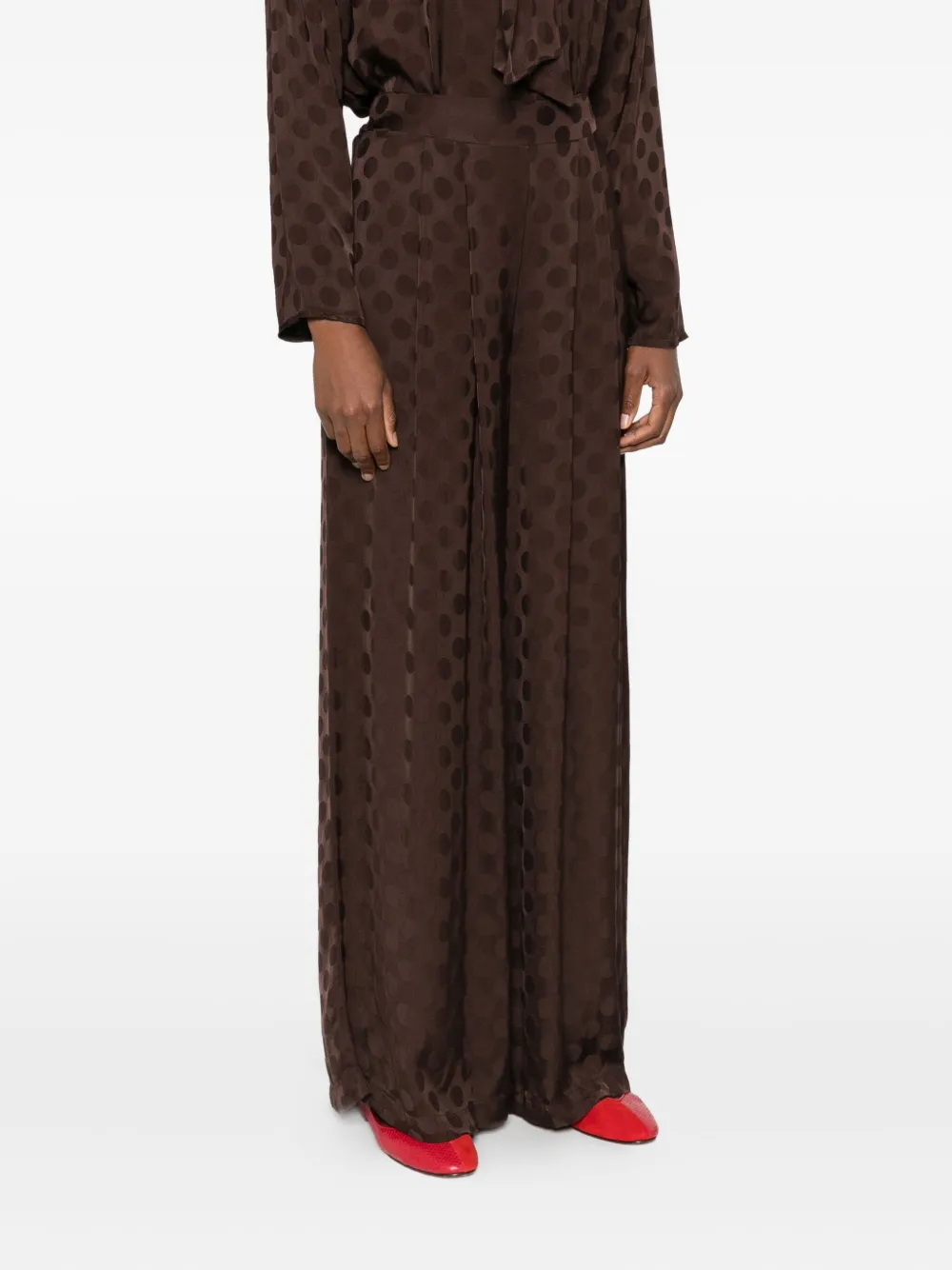Dixie Pleated Polka-dot Trousers In Brown
