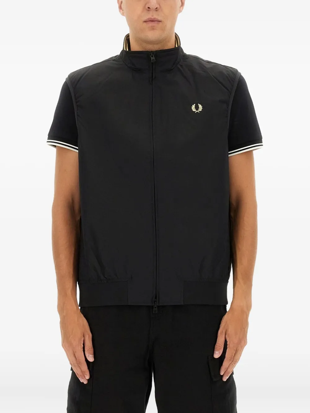Fred Perry laurel-wreath zip-up gilet | negro | Image 1