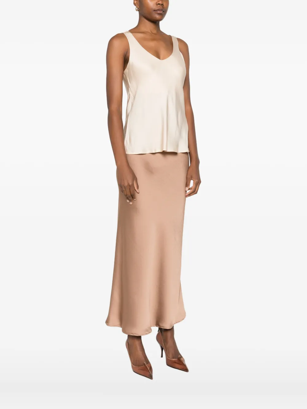 Dixie V-neck Cotton Top In Neutral