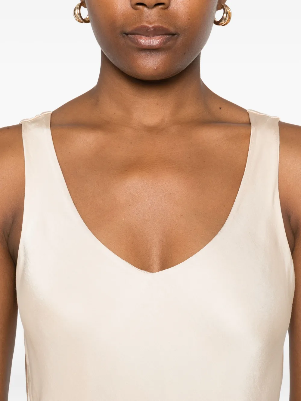Dixie V-neck Cotton Top In Neutral