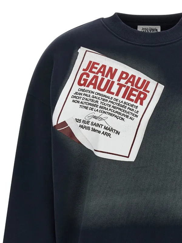 Jean Paul Gaultier label-print Cotton Sweatshirt | Blue | FARFETCH CA