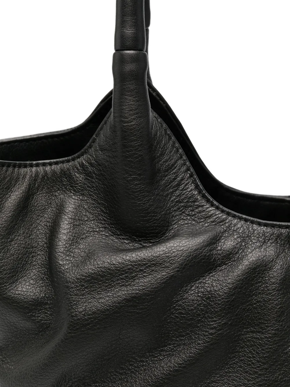Vic Matie Double-handle Leather Tote Bag In Black