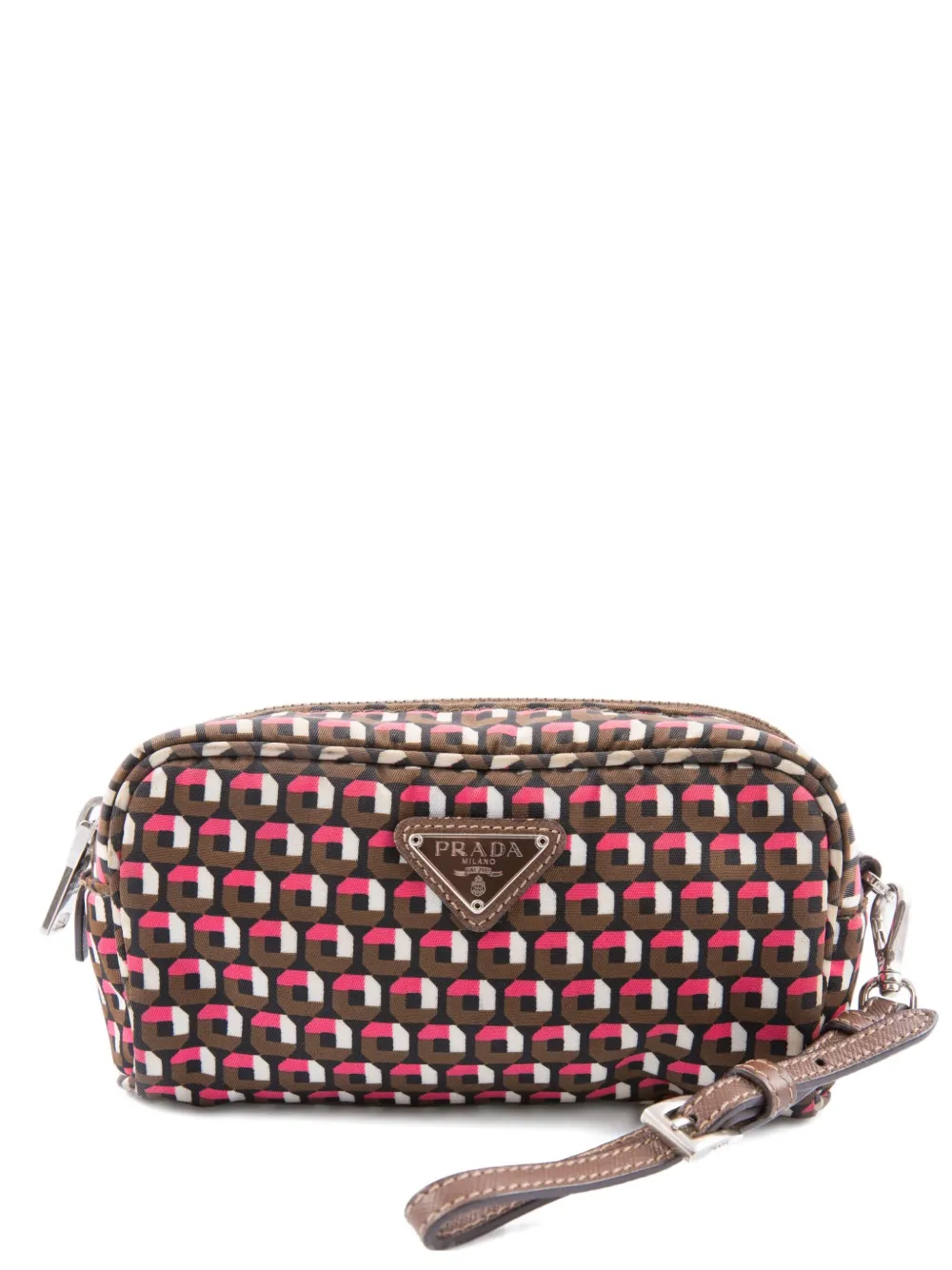 Prada Pre-Owned 2024 geometric-print clutch - ブラウン Prada Pre-Owned 2024 geometric-print clutch - ブラウン