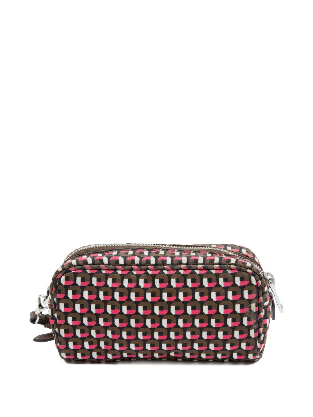 Pre-owned Prada 2024 Geometric-print Clutch In Brown