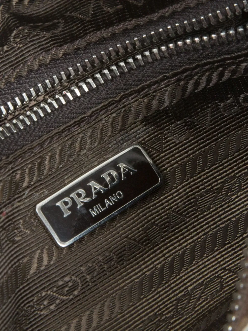 Pre-owned Prada 2024 Geometric-print Clutch In Brown