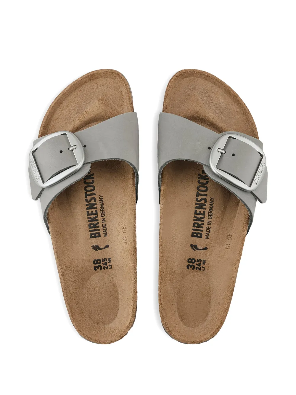 Birkenstock buckle-fastened leather sandals Grey