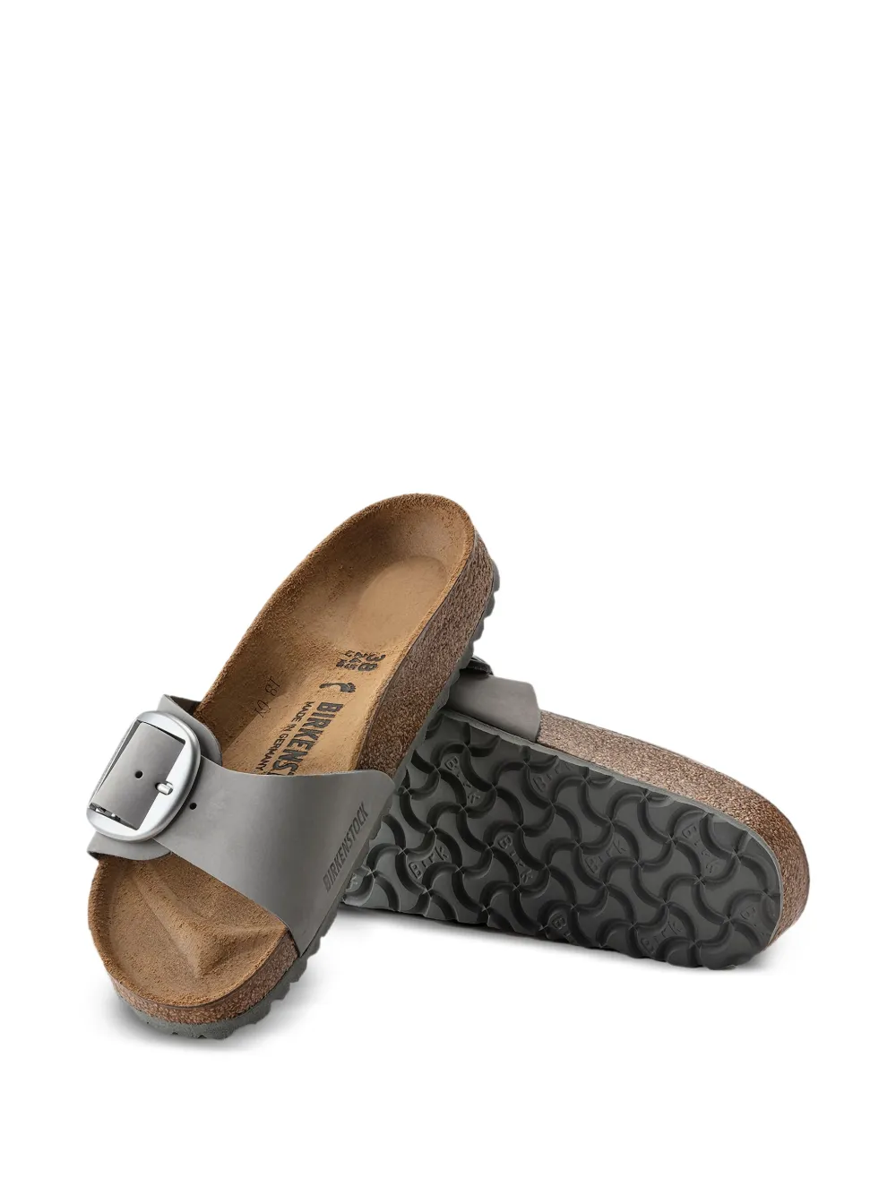 Birkenstock buckle-fastened leather sandals Grey