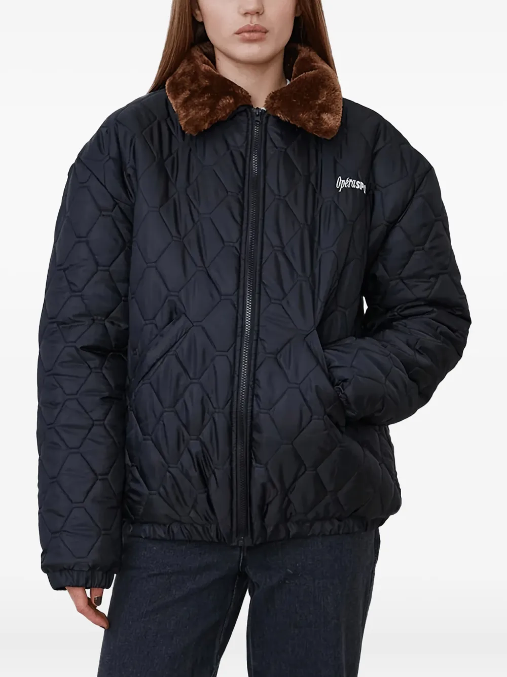 Operasport Quilted Trimmed-collar Puffer Jacket In Black