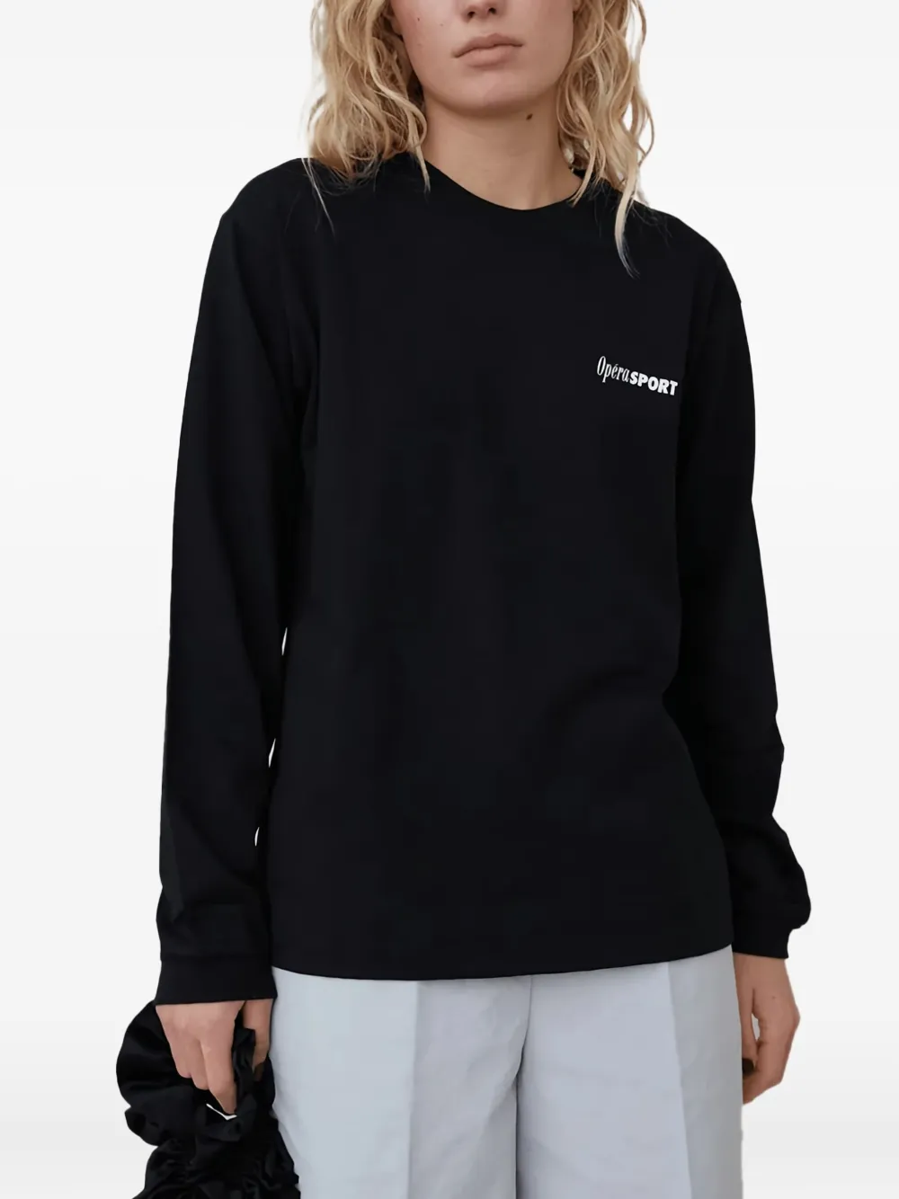 OpéraSPORT Claudette Langarmshirt mit Logo-Print | Schwarz | Image 1