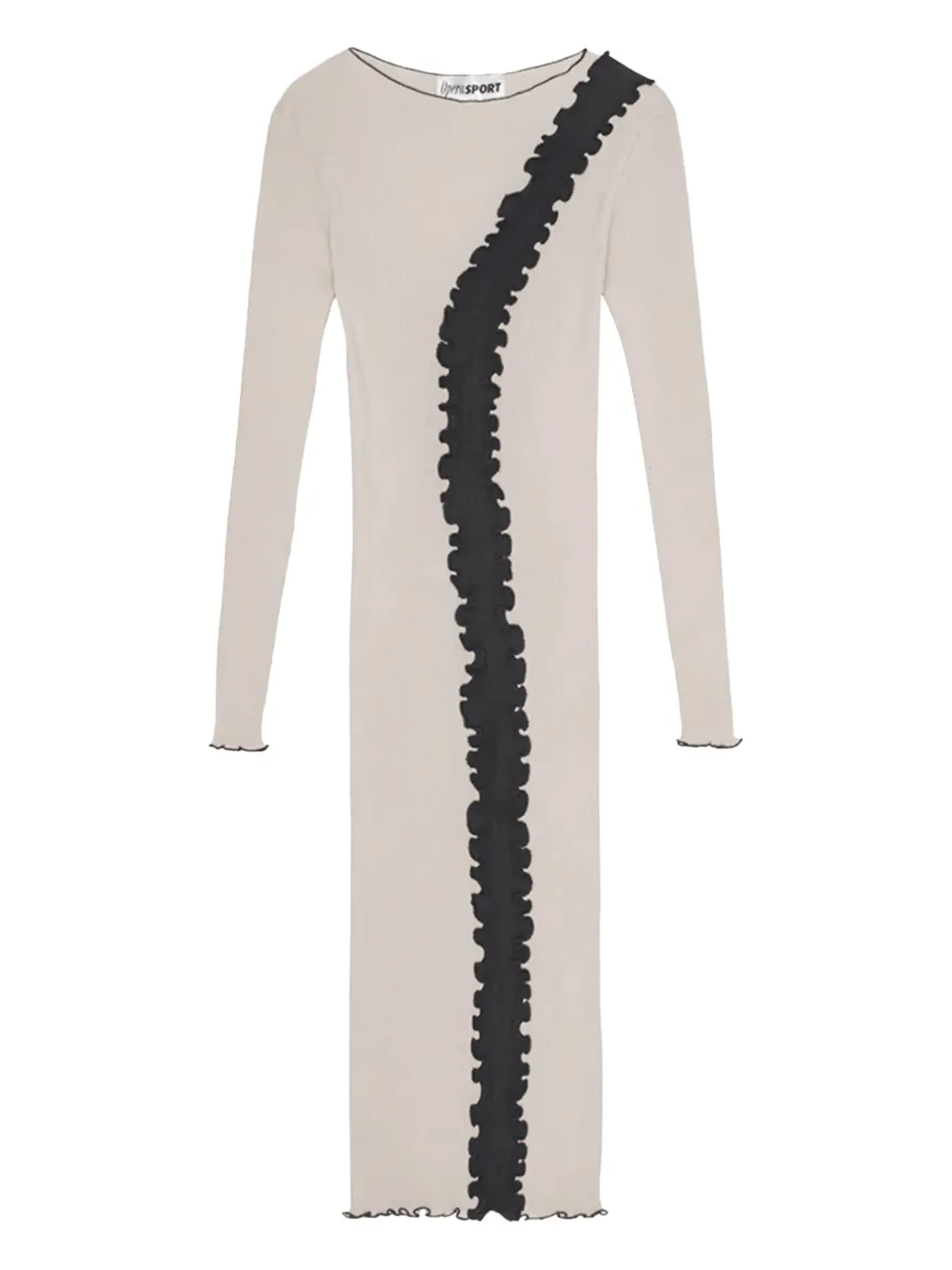 OpéraSPORT ribbed ruffle-hem midi day dress | Neutrals | Image 1