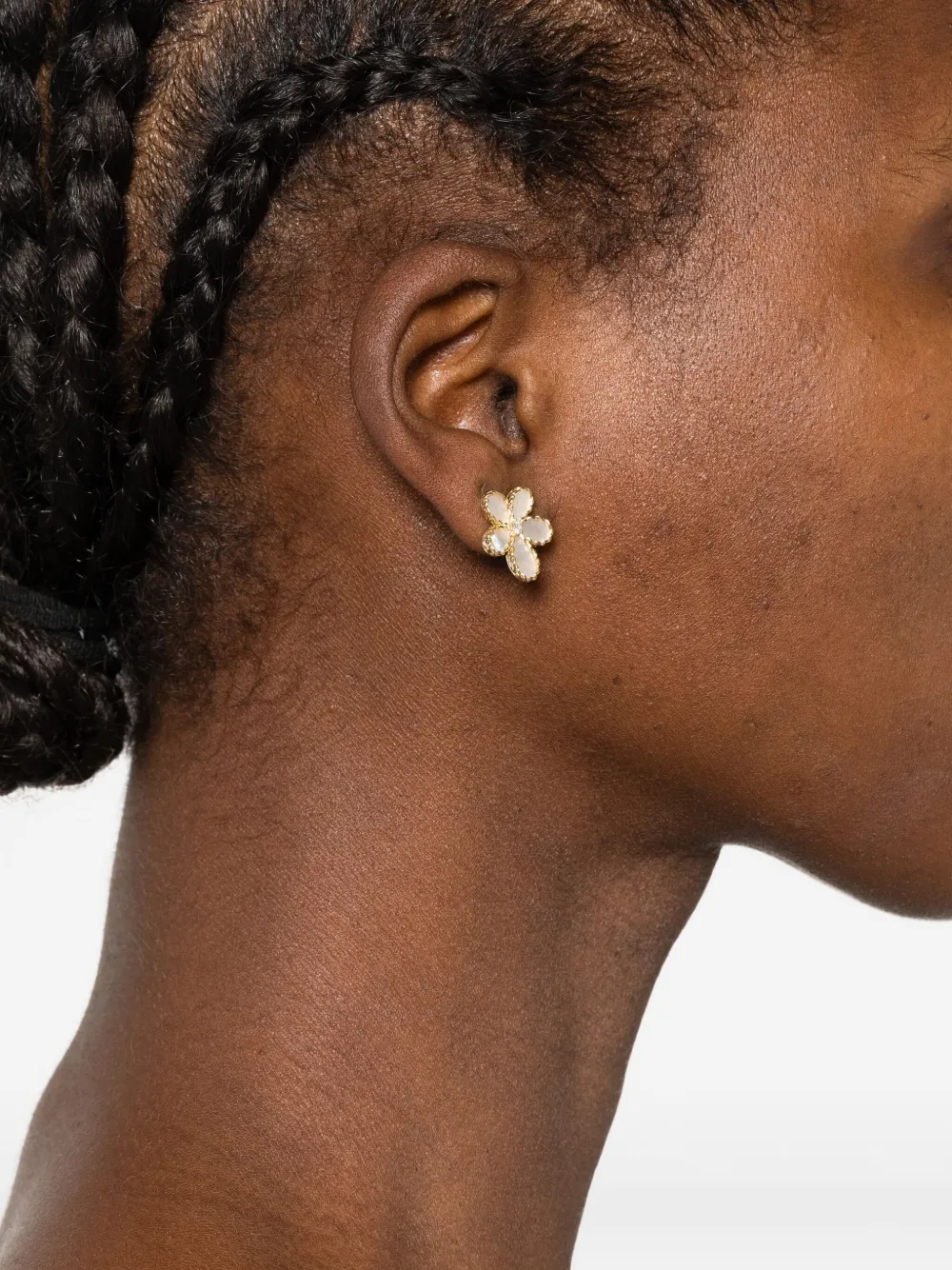 18k Yellow Gold Diamond And Mother-Of-Pearl Earrings