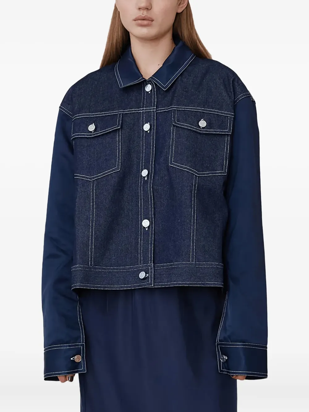 Operasport Buttoned Denim Jacket In Blue