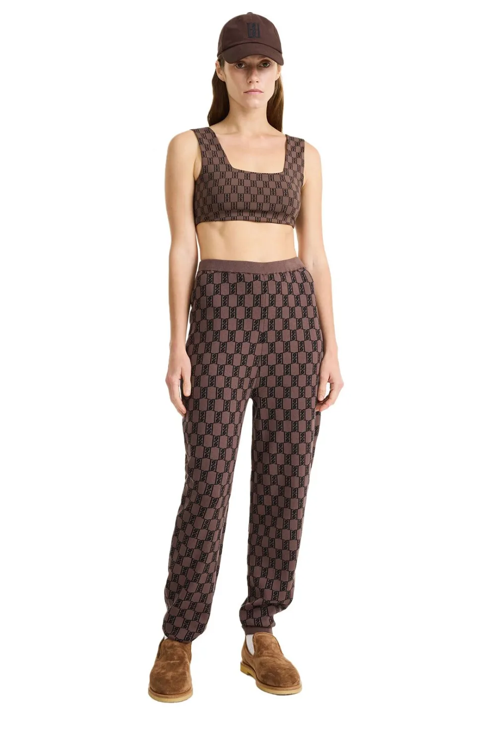 By Malene Birger Monogram Knit Sweatpants In Brown