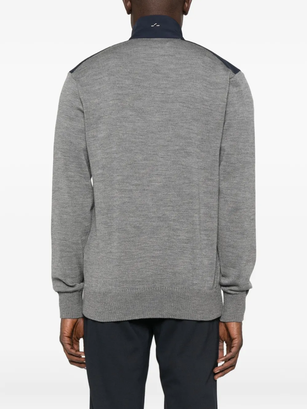 Paul & Shark Zip-front Panelled Cardigan In Gray