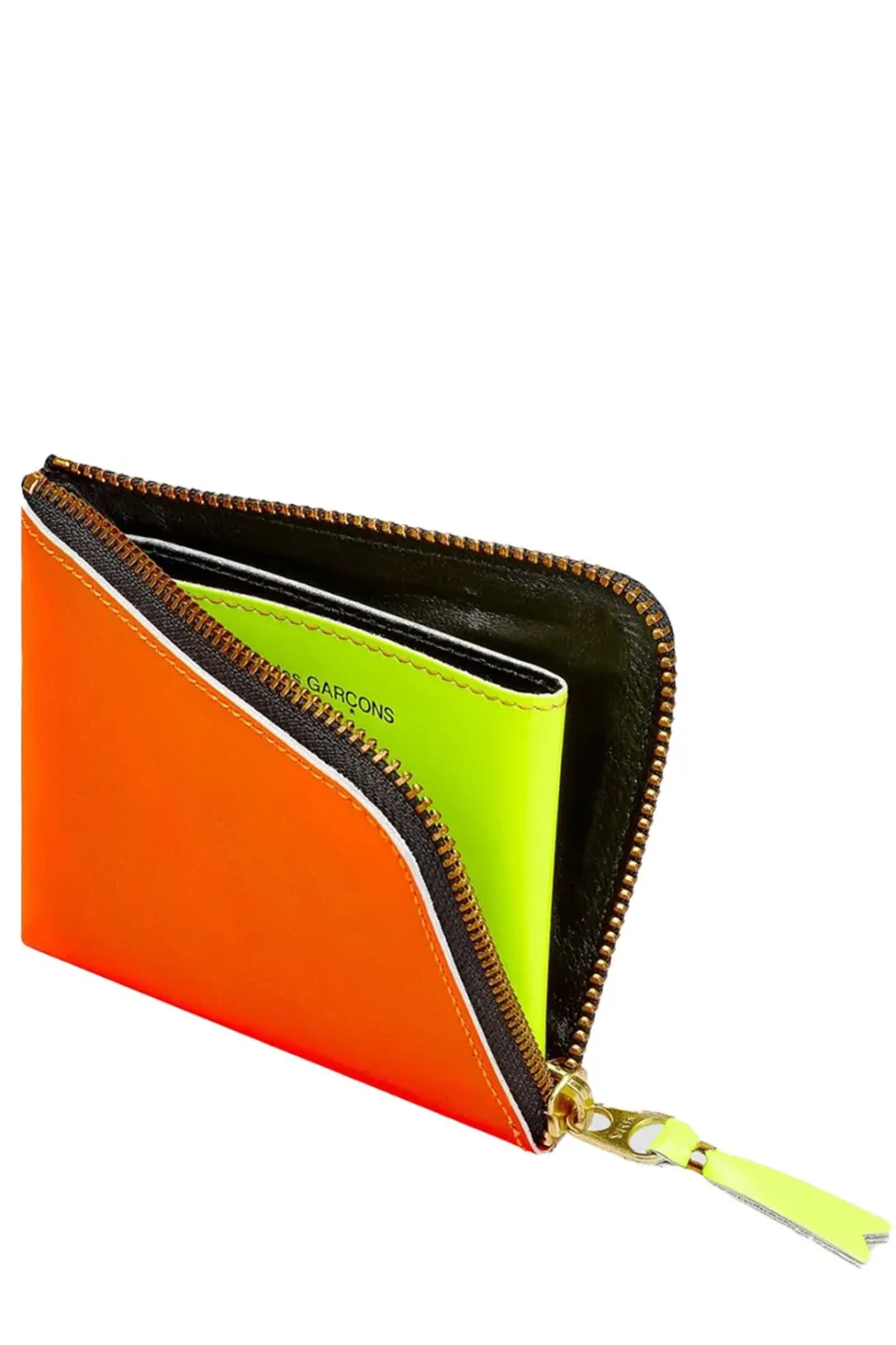Comme Des Garçons Zip-around Leather Wallet In Orange