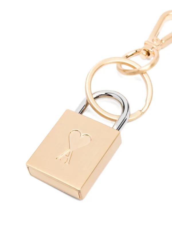 【新品未使用】AMI PARIS AMI DE COEUR パドロックキーリング AMI Paris Ami De Coeur パドロック キーチェーン | ゴールドトーン