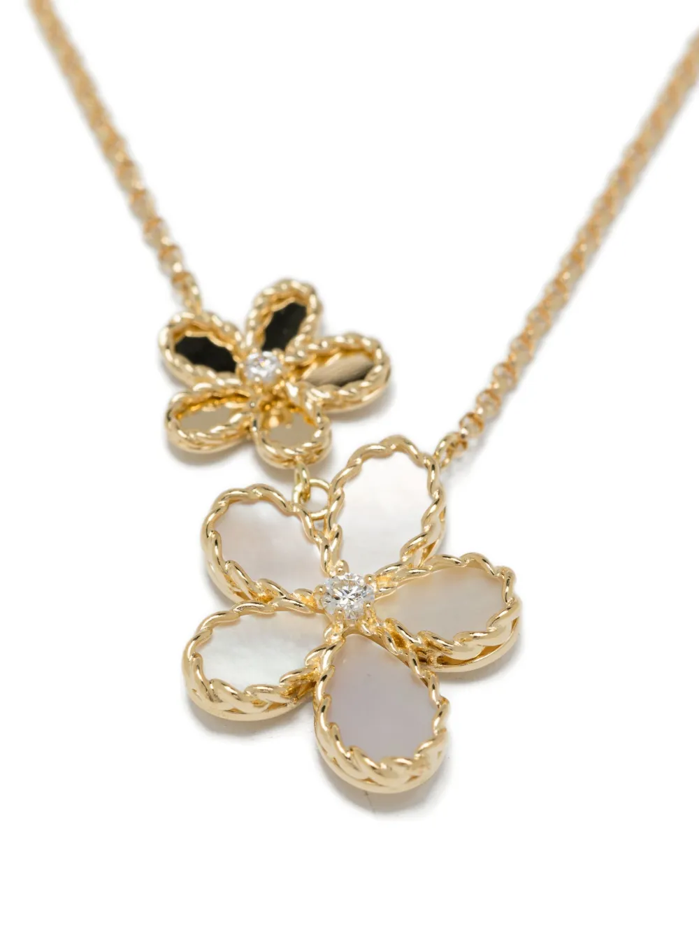 18k Yellow Gold Diamond And Mother Of Pearl Necklace