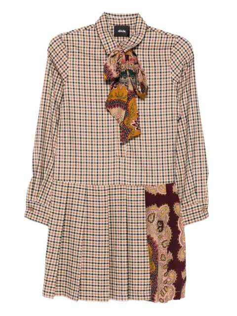 DIXIE checked paisley-paneled mini dress