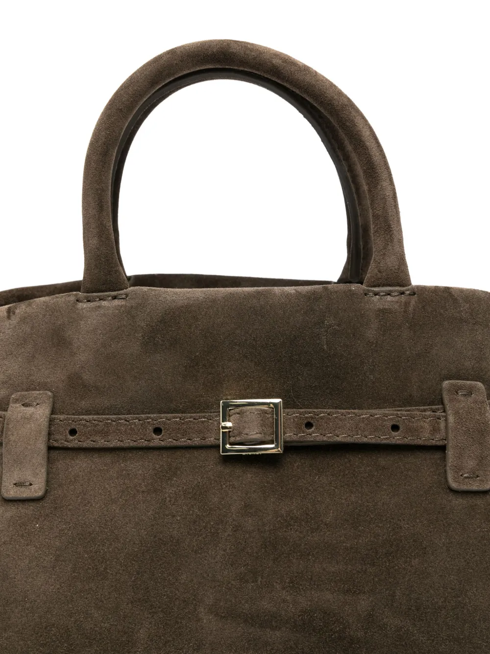 Manu Atelier Structured Suede Le Cambon 25 Shoulder Bag In Green