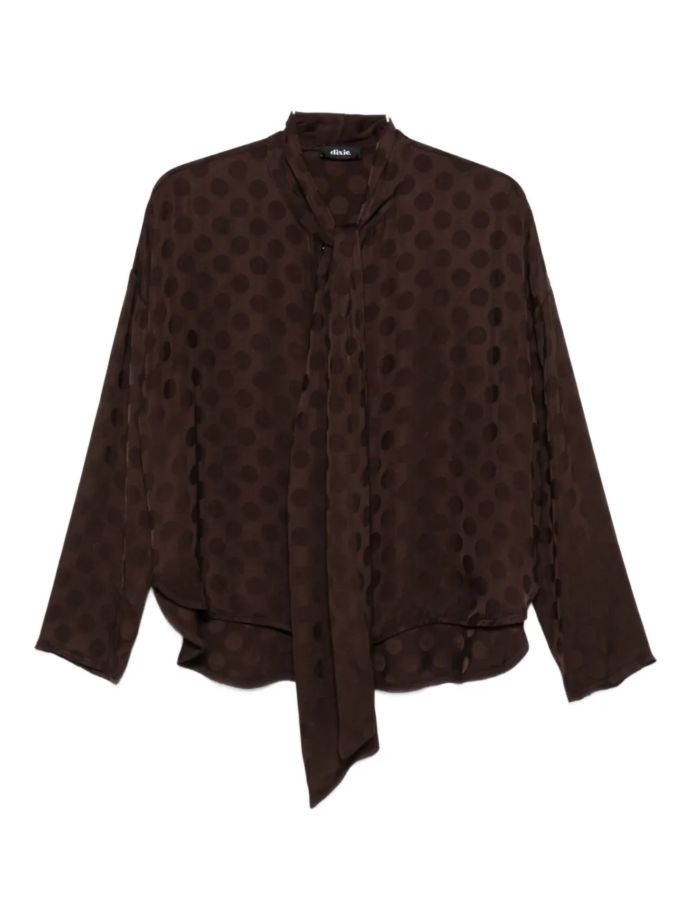 DIXIE polka-dot tie-neck blouse | Brown | Image 1