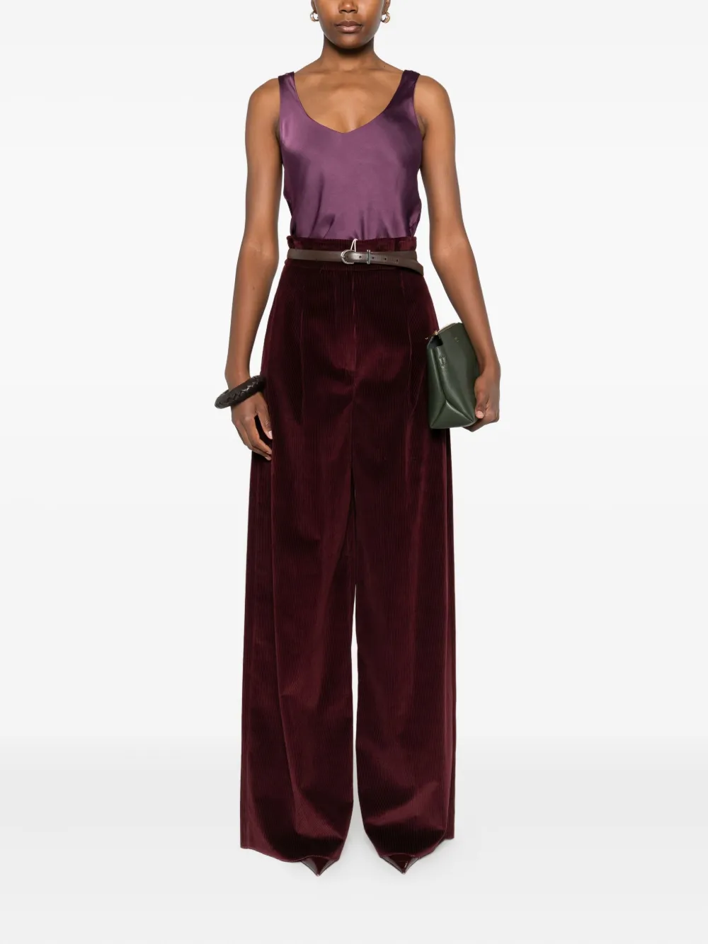 Dixie V-neck Satin Top In Red