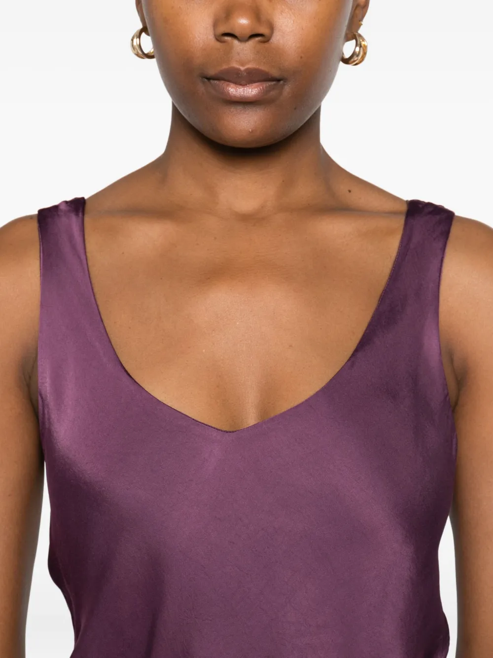 Dixie V-neck Satin Top In Red