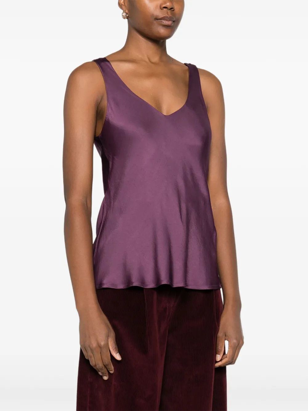 Dixie V-neck Satin Top In Red