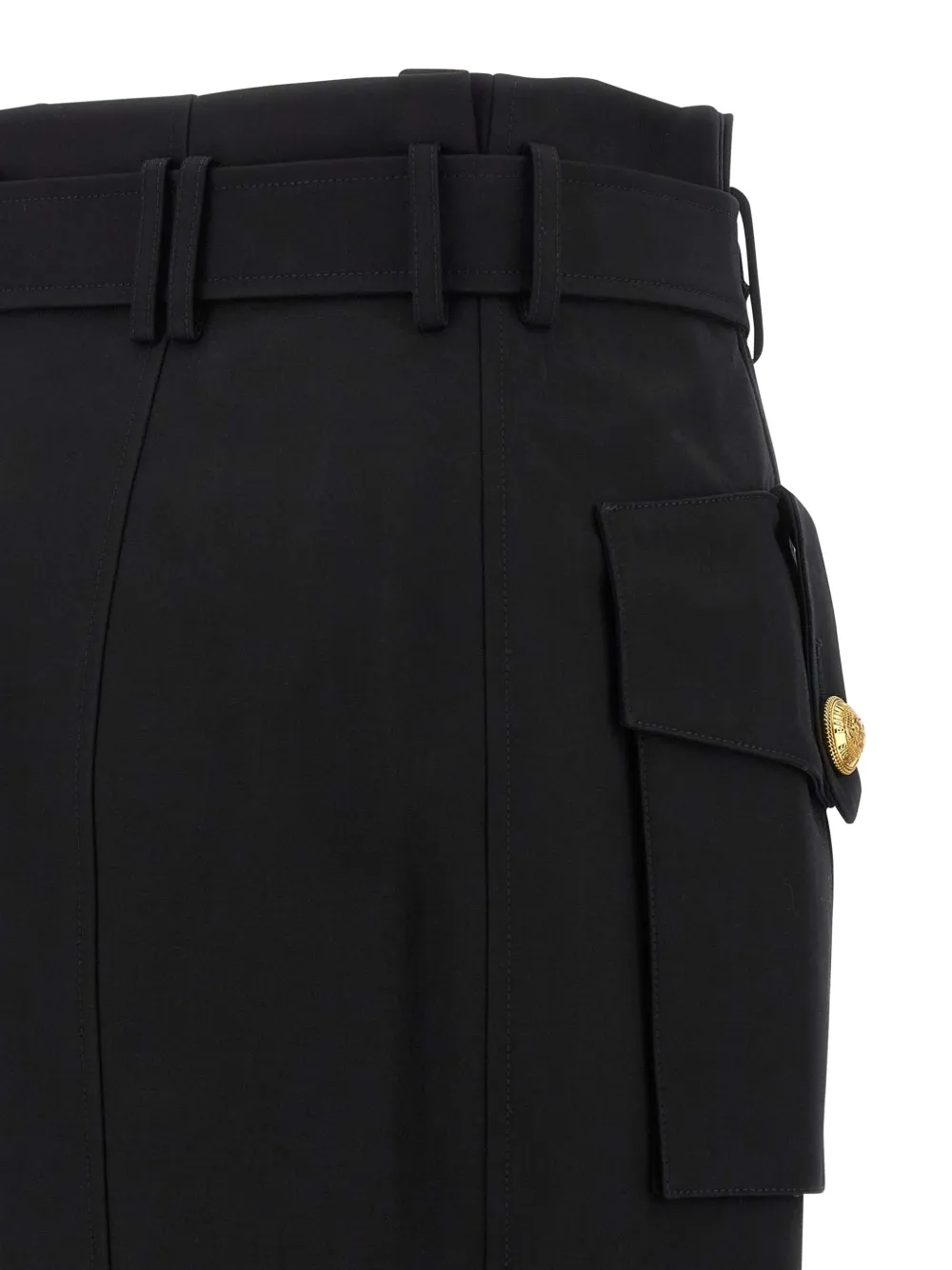 Balmain Structured Midi Wrap Skirt In Black