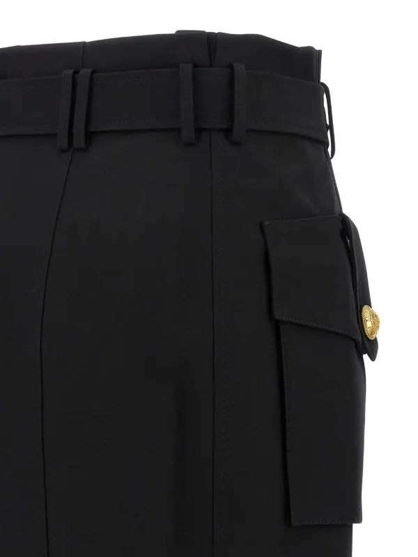 Balmain ベルテッド カーゴペンシルスカート | ブラック