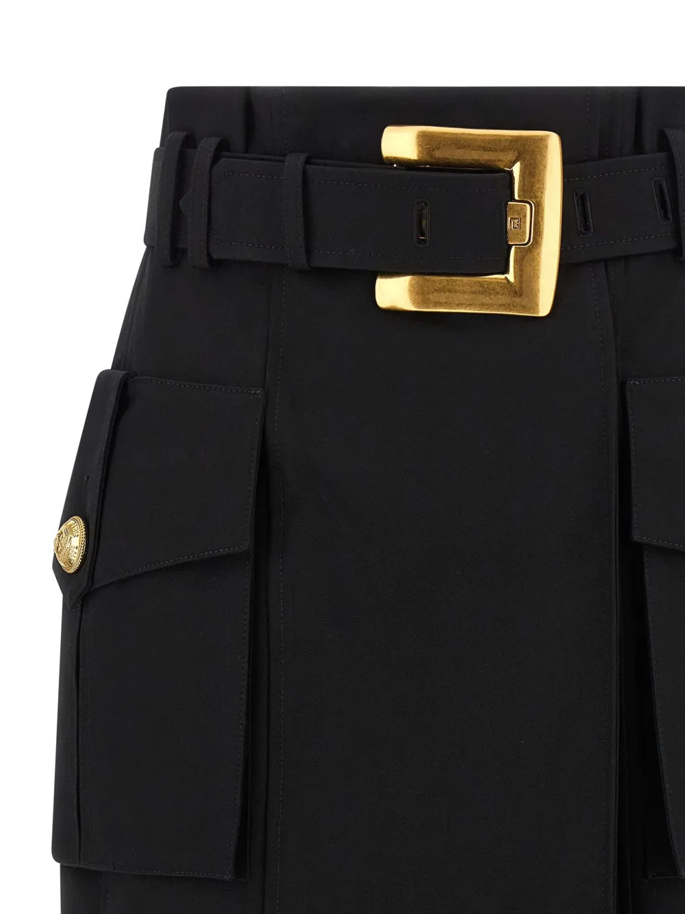 Balmain Structured Midi Wrap Skirt In Black