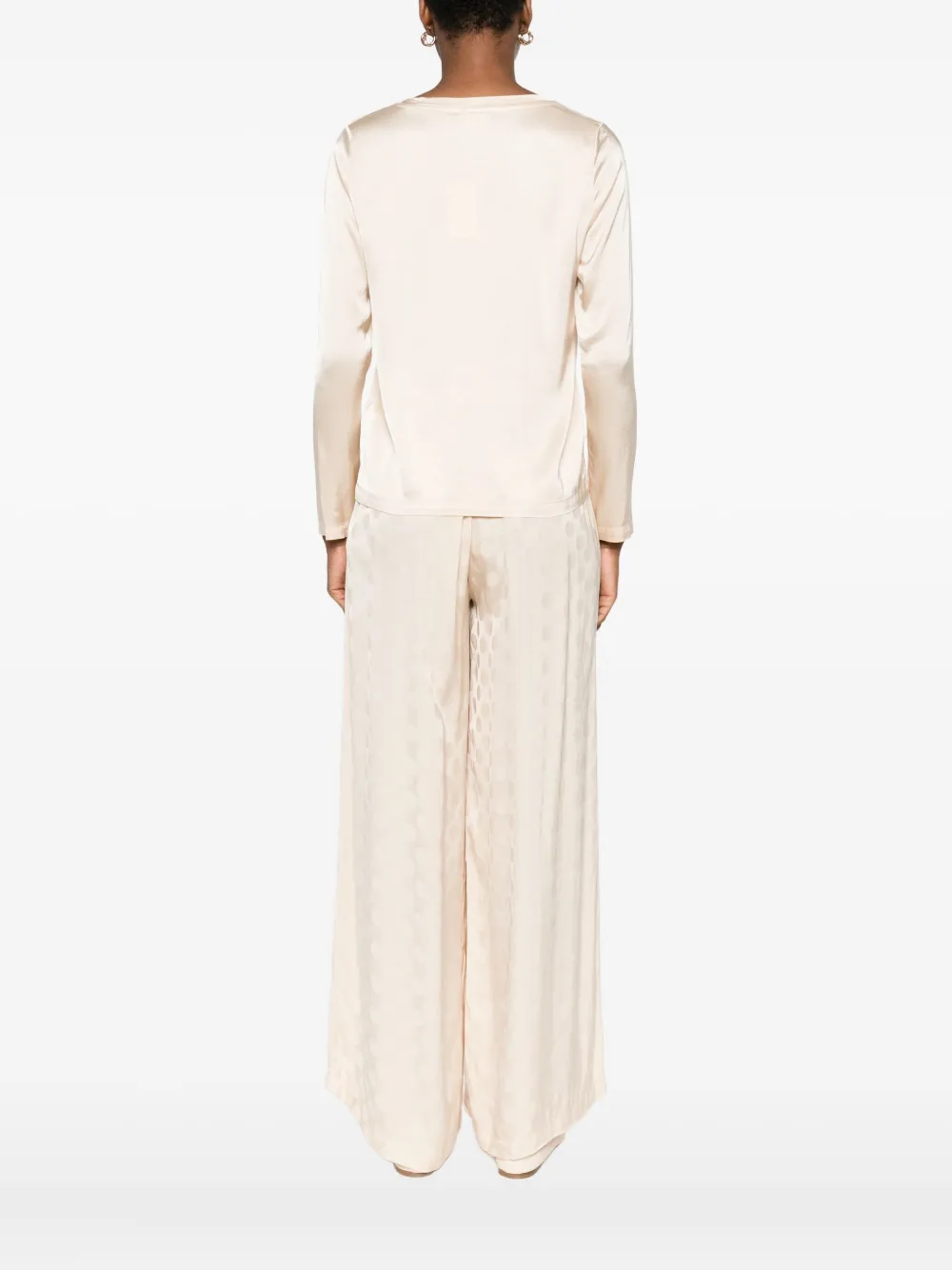 Dixie Long-sleeve Satin T-shirt In Neutral